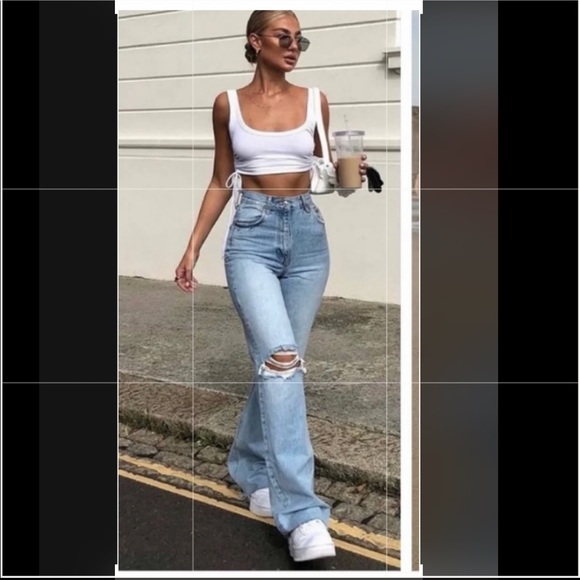 ZARA Ripped Wide Leg Jeans - Picture 2 of 7